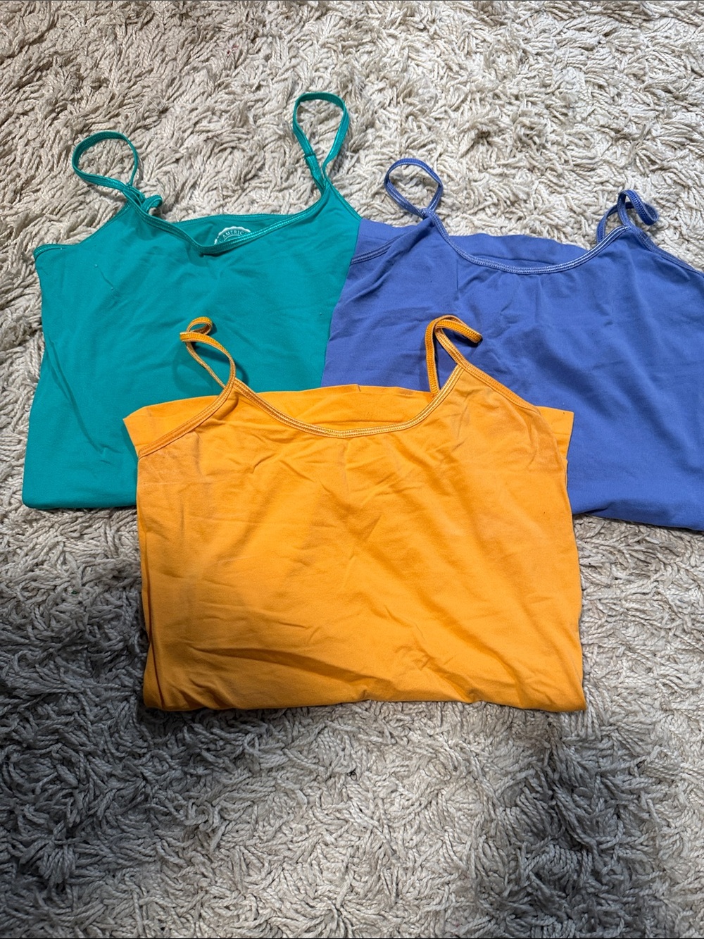 SO Women’s Spaghetti-Strap Camisoles in Teal, Purple, and Mustard